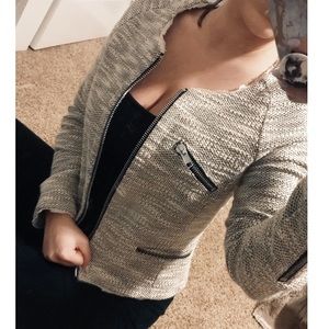 Mango Moto Tweed Blazer Jacket